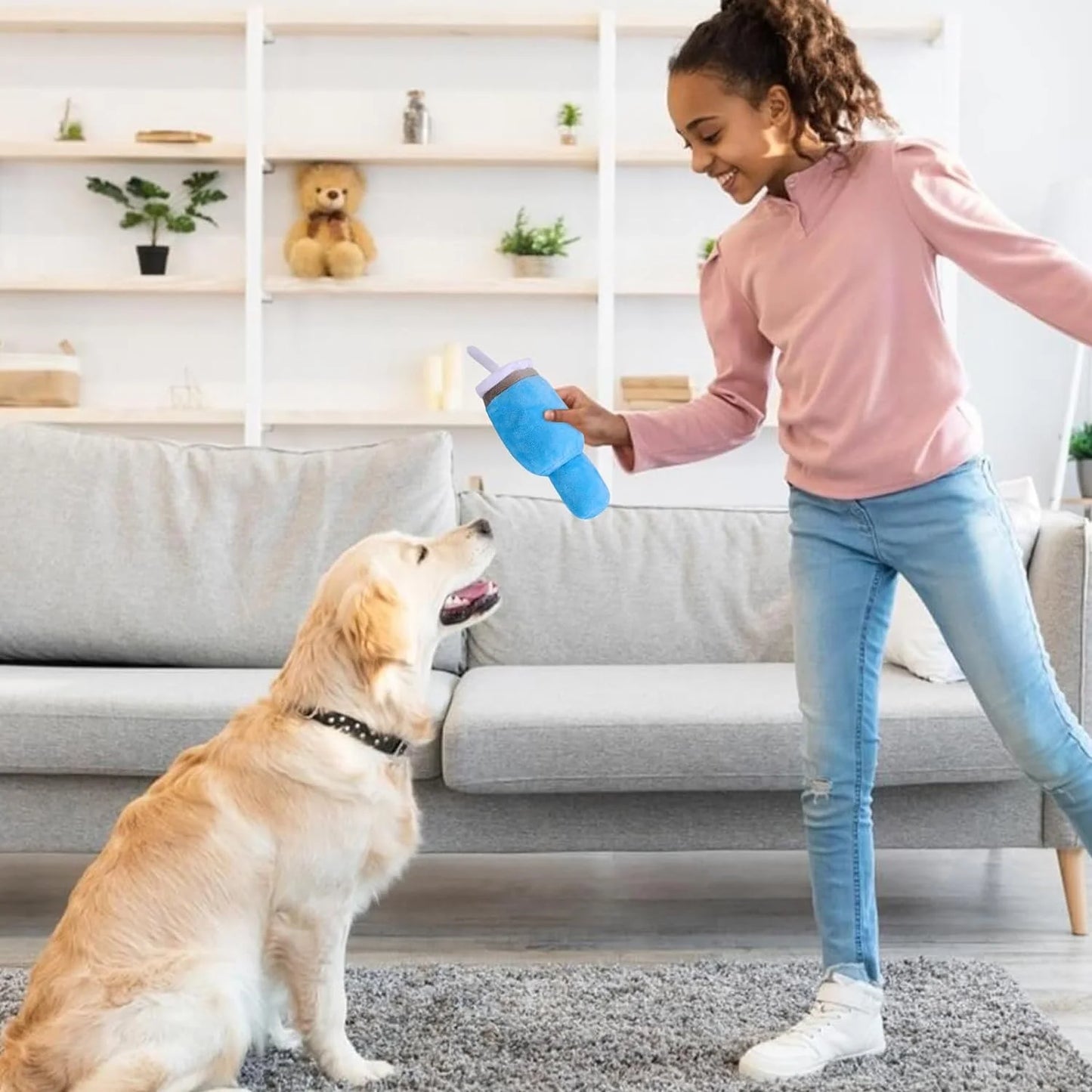 Squeaky Dog Tumbler Toy - Durable and Safe Design for Aggressive Chewers, Ideal for Small to Large Dogs (Blue)