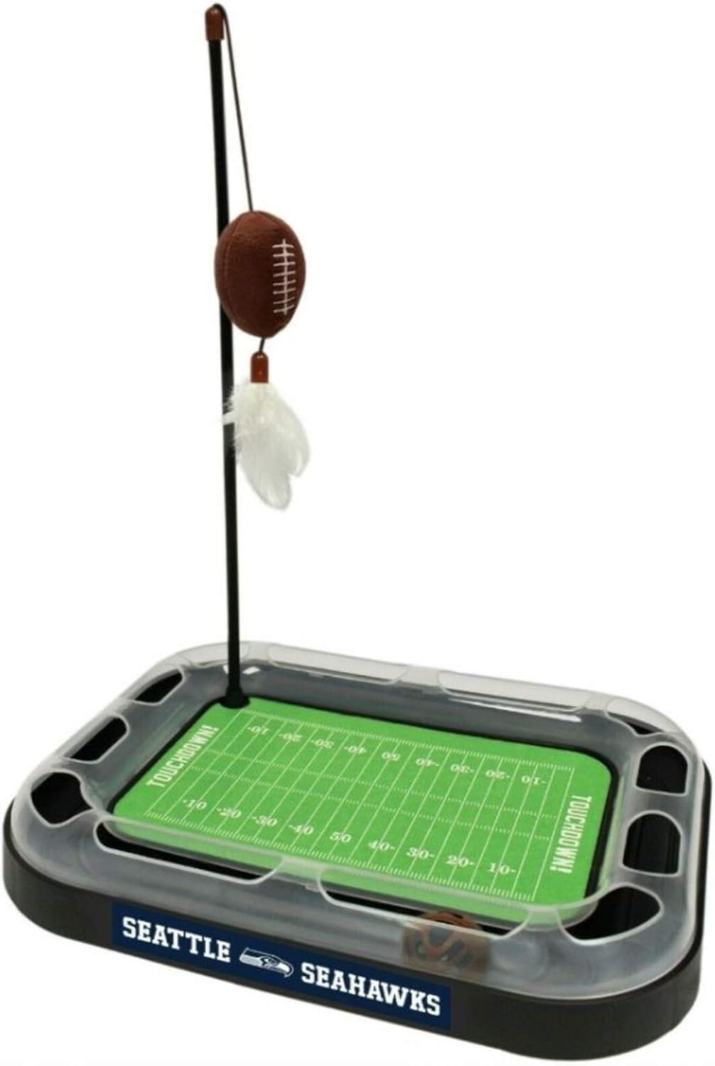 Cat Track Toy Seattle Seahawks Football Field| Catnip Compartment, Hanging Football Play Ornament, Scratch Pad